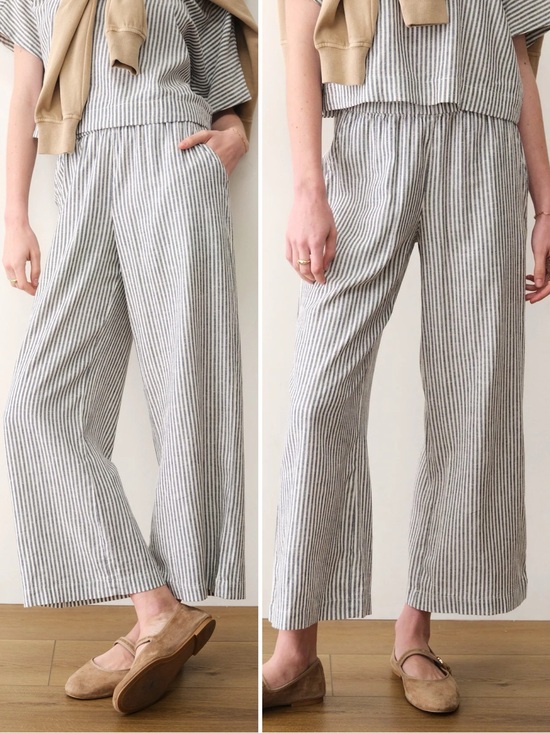 Marine Layer Pants - MARINE LAYER Allison Hemp Crop Trouser NEW WITHOUT TAGS NWOT XS Midnight Stripe